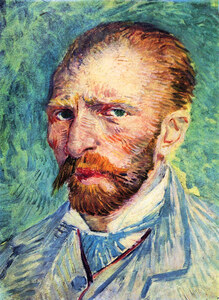 Self portrait with light blue tie